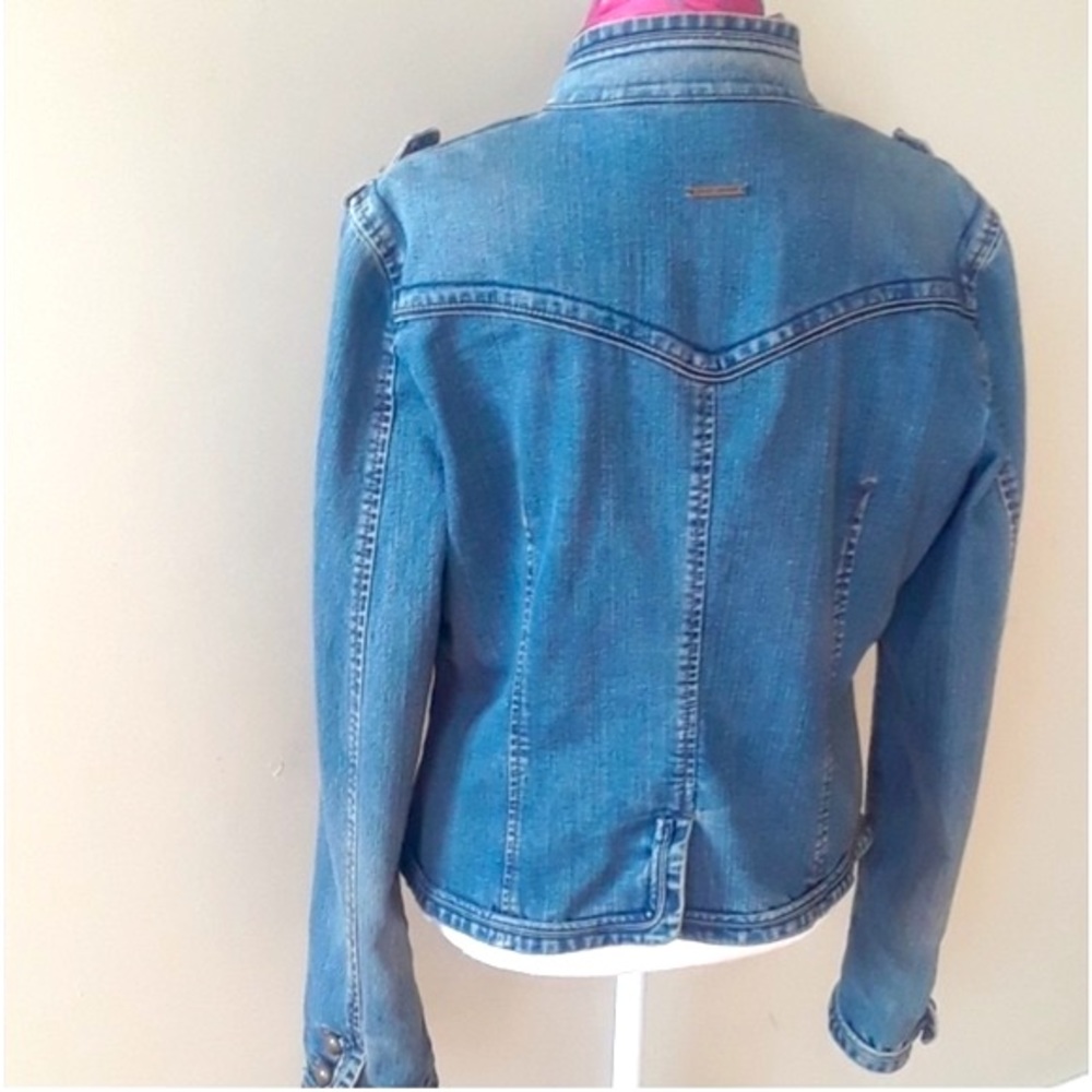 Vintage DKNY Denim Military Jacket with Bronze Buttons - Picture 2 of 10
